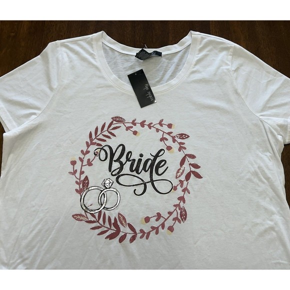 Sable Sky Women’s Plus Size 2X Bride T-Shirt White Wedding Bachelorette New! - Picture 2 of 4